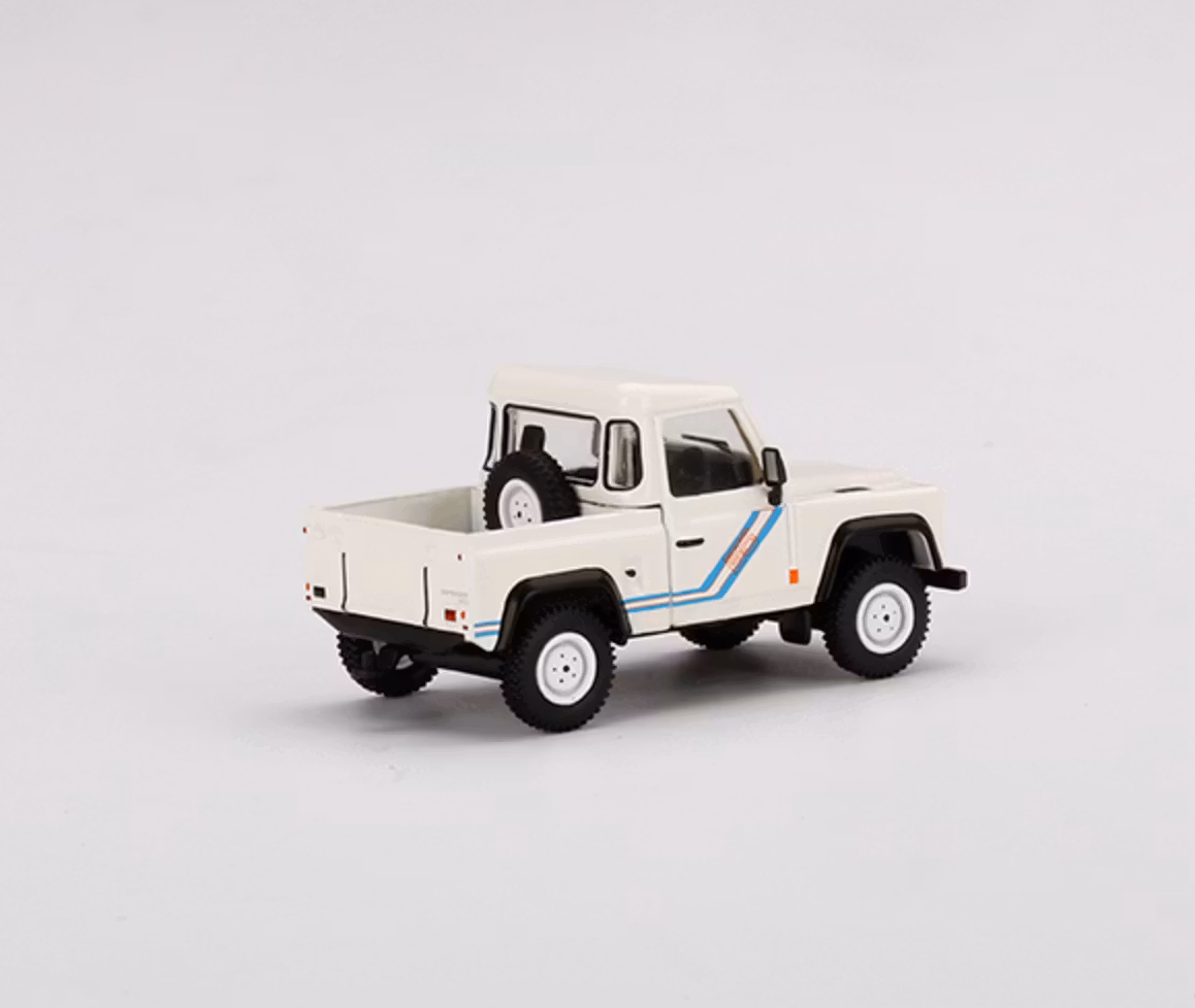 Skala 1/64 - Land Rover Defender 90 Pickup, Vit, Vänsterstyrd - MINI GT
