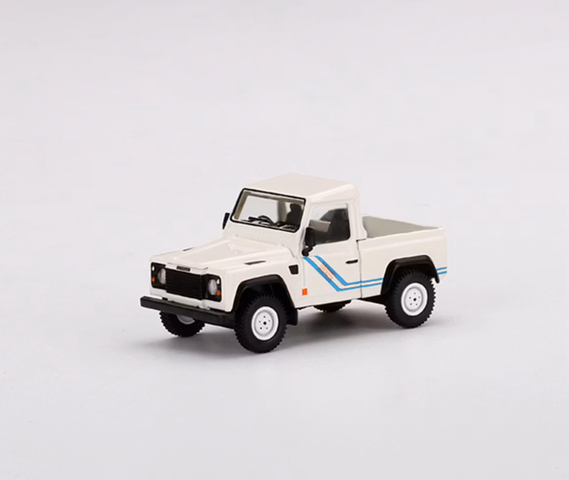 Skala 1/64 - Land Rover Defender 90 Pickup, Vit, Vänsterstyrd - MINI GT