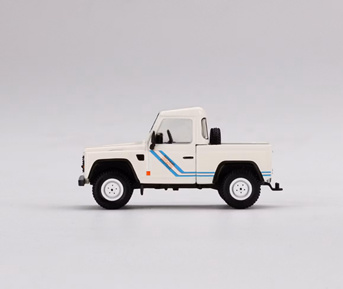 Skala 1/64 - Land Rover Defender 90 Pickup, Vit, Vänsterstyrd - MINI GT