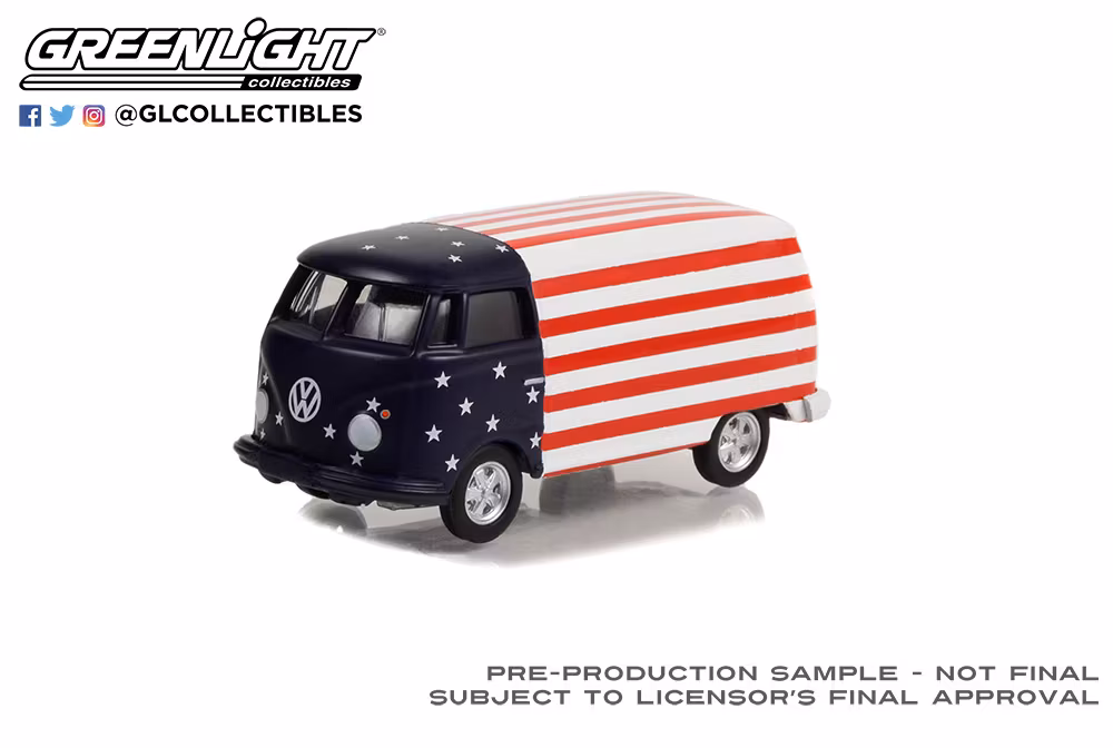 Skala 1/64 Volkswagen T2 64' Panel Van "American flag" Club V-DUB fr Greenlight