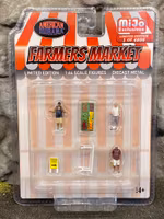 Skala 1/64 Figurer "Farmers Market" - 3 fig + grödor, bord & skylt  - American Diorama MiJo