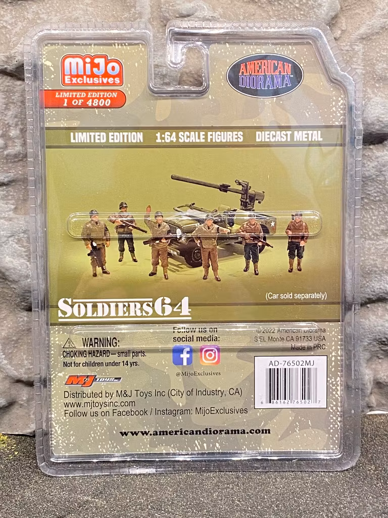 Skala 1/64 Figurer "Soldiers 64" - 6 fig i militärmundering  - American Diorama MiJo