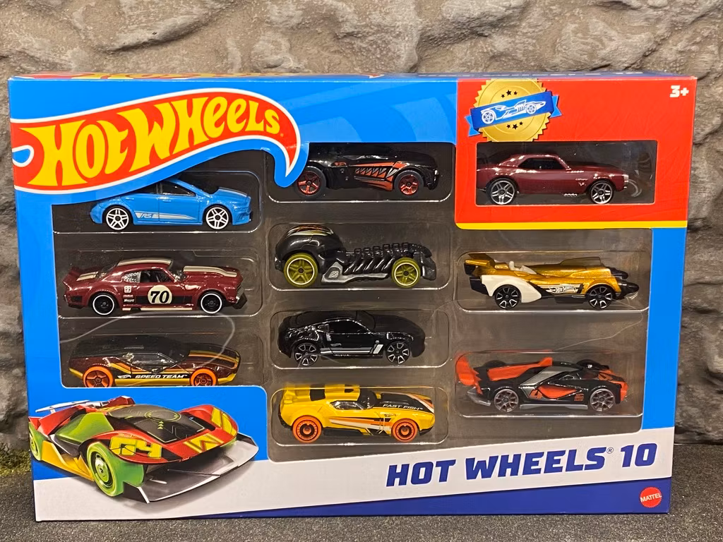 Skala 1/64 Hot Wheels 10-pack Amerikanska + diverse andra bilar fr Eu, Jp & Fantasin