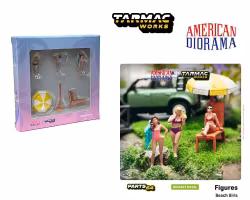 Skala 1/64 Figurer "Beach Girls" - 3 fig + Parasoll, strandstol - Tarmac + American Diorama
