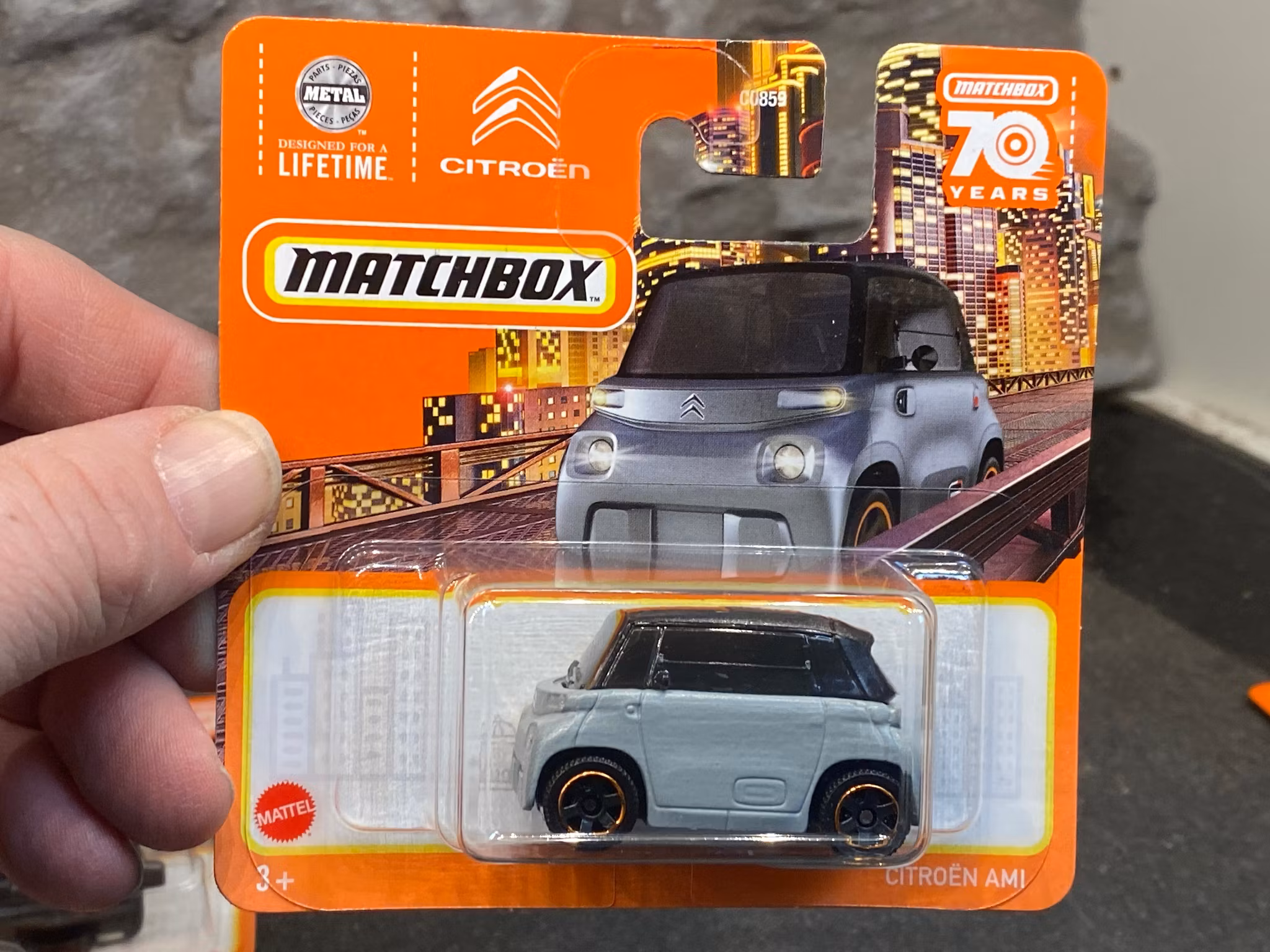 Skala 1/64 Matchbox - Citroen Ami, Grå m svart tak