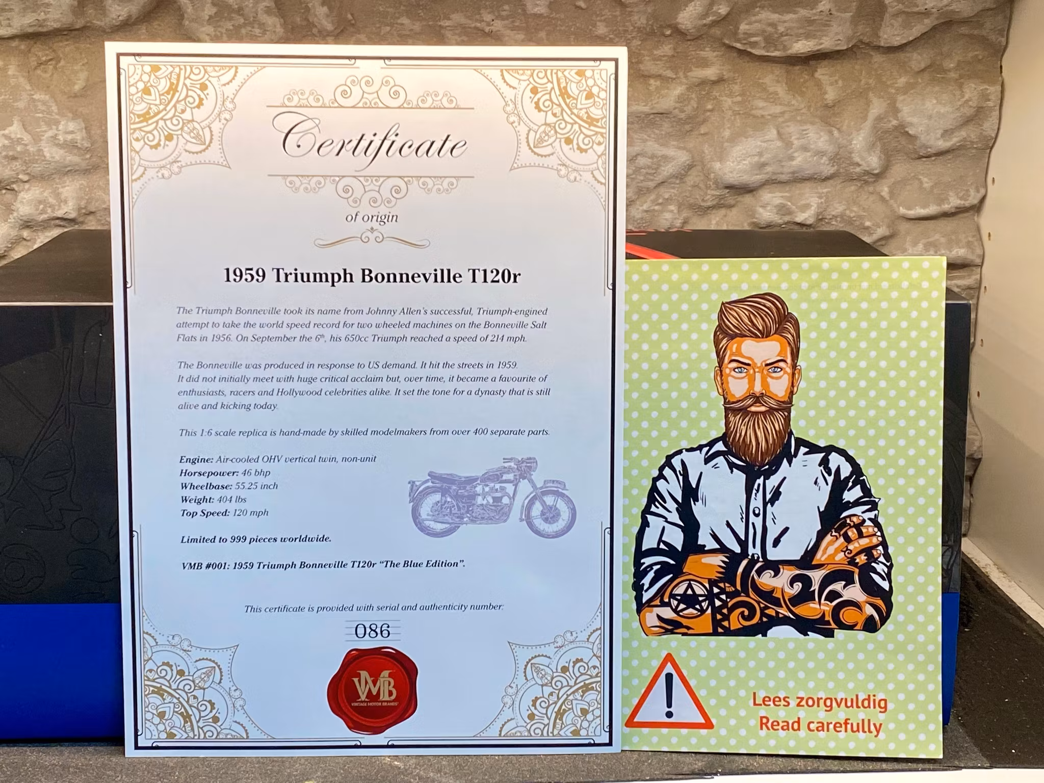 Skala 1/6 59' Triumph Bonneville T120R, Handmade & Limited Edition fr Vintage Motor Brands