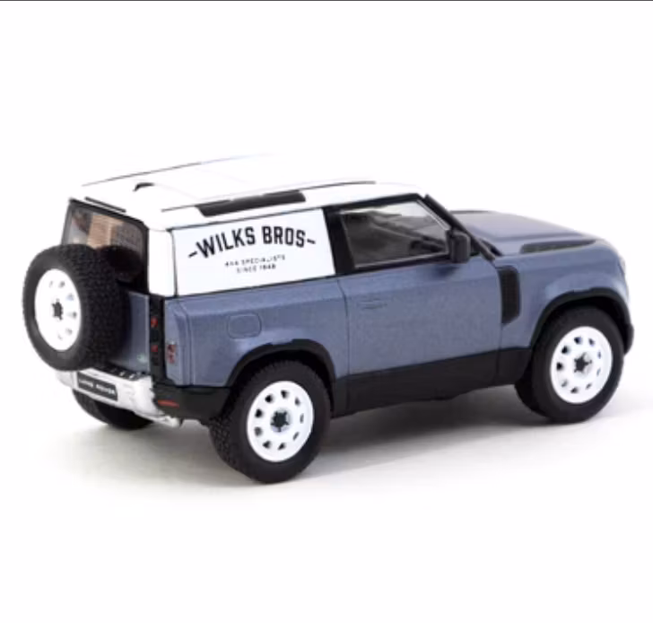 Skala 1/64 Land Rover Defender 90 Matt Blue Grey - GLOBAL64 fr TARMAC works