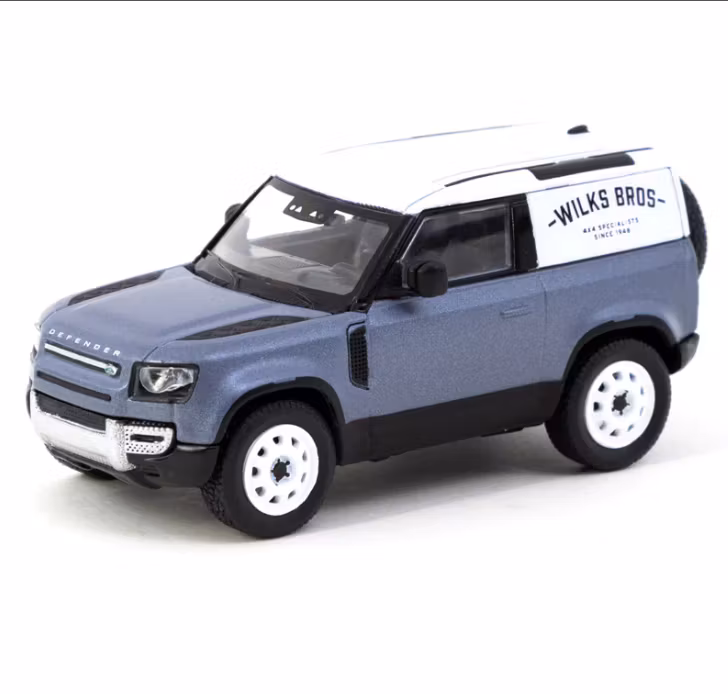 Skala 1/64 Land Rover Defender 90 Matt Blue Grey - GLOBAL64 fr TARMAC works