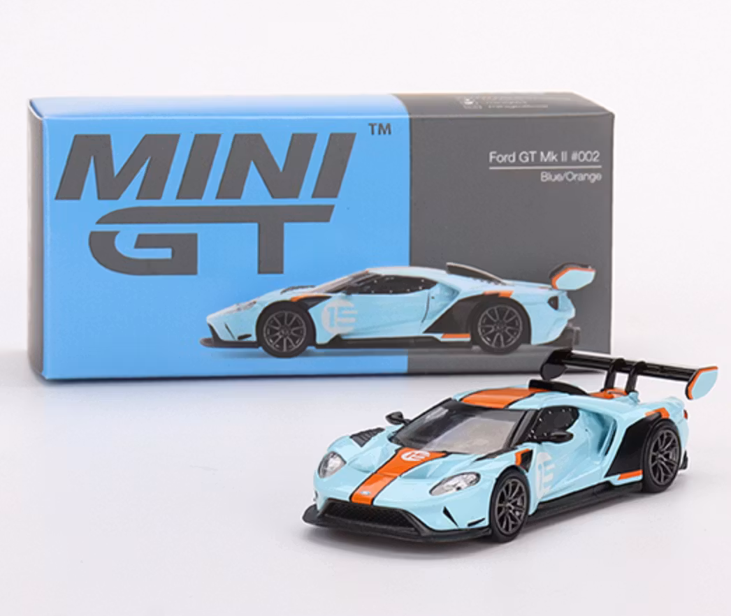 Skala 1/64 - Ford GT Mk II #002 Blue / Orange fr MINI GT