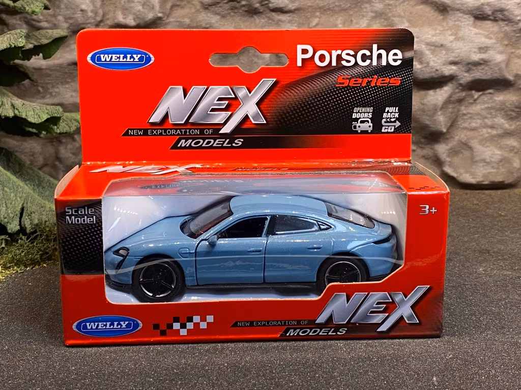 Skala 1/36 Porsche Taycan Turbo S, Ljusblå från Nex models / Welly