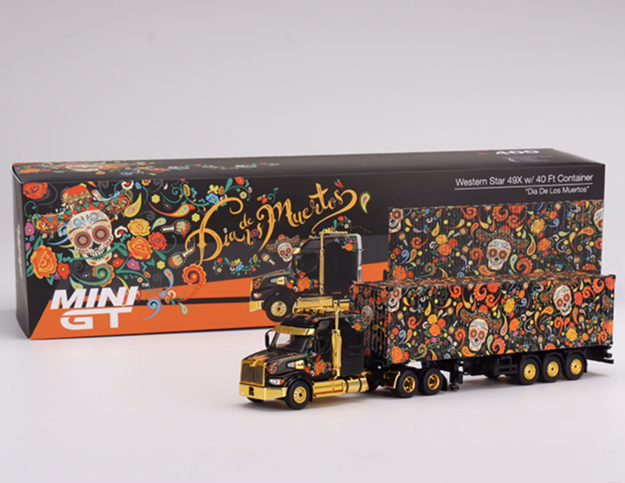 Skala 1/64 - Western Star 49X x 40 Ft Container "Dia De Los Muertos" fr MINI GT