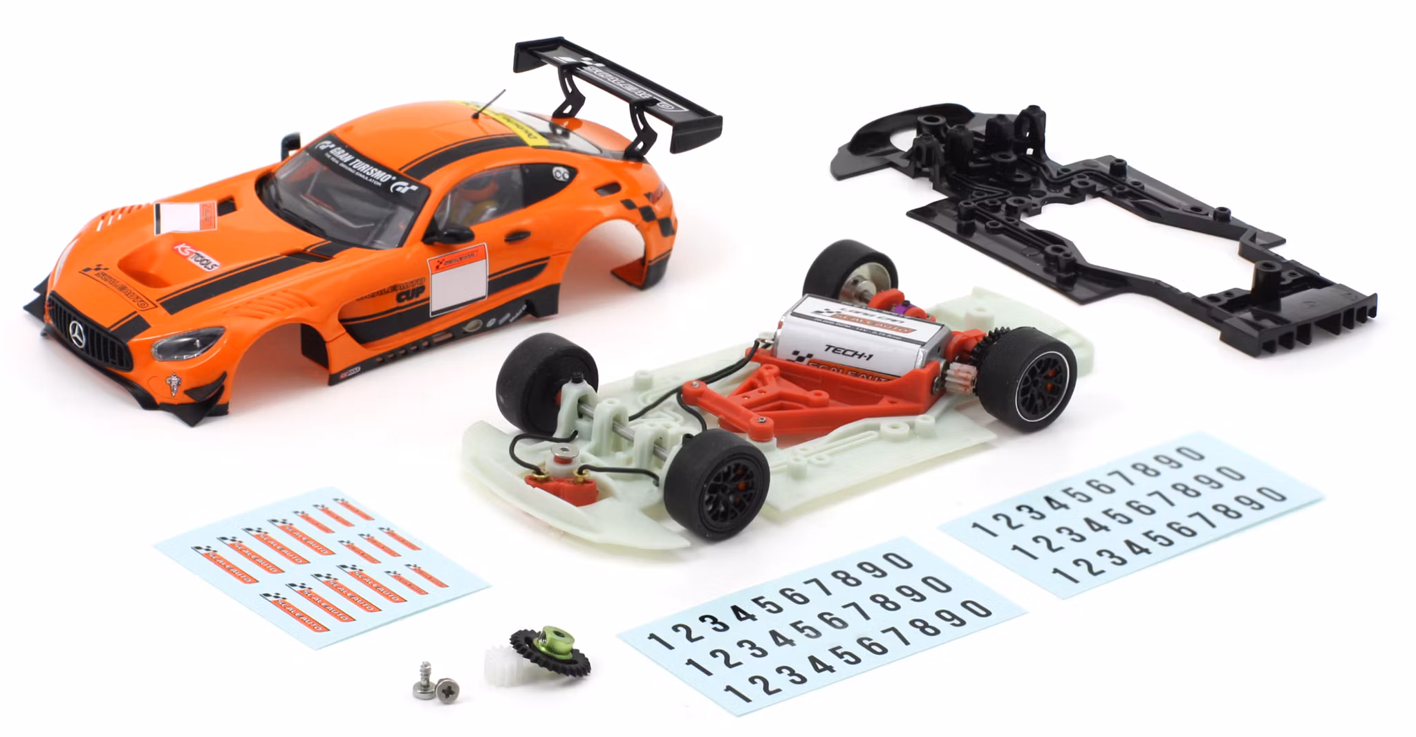 Skala 1/32 Scaleauto Byggsats av Analog Bil t Bilbana: MB-A GT3, Anglewinder In-Flex Chasis