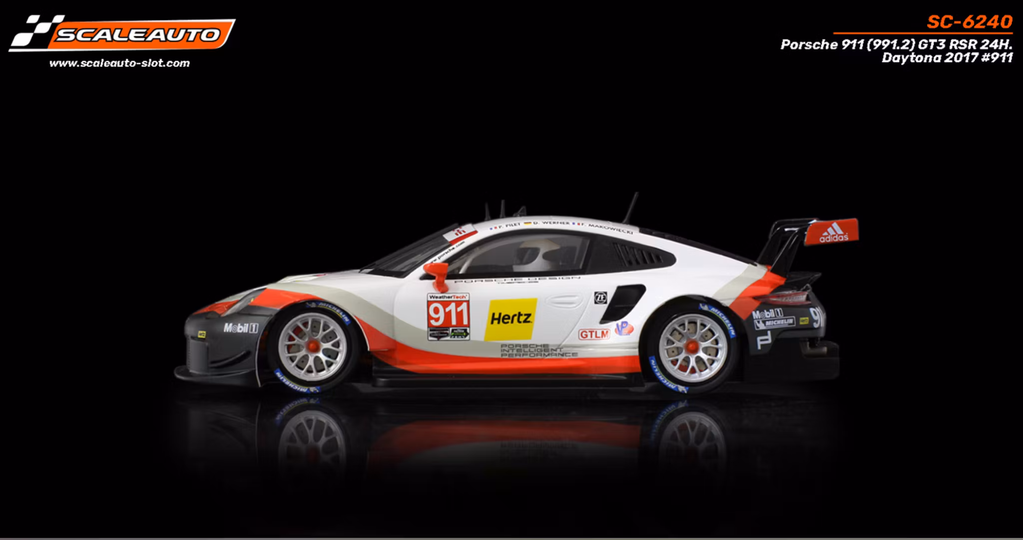 Skala 1/32 Scaleauto Analog Bil t Bilbana: Porsche 911 (991.2) GT3 RSR 24H. Daytona 2017 #911