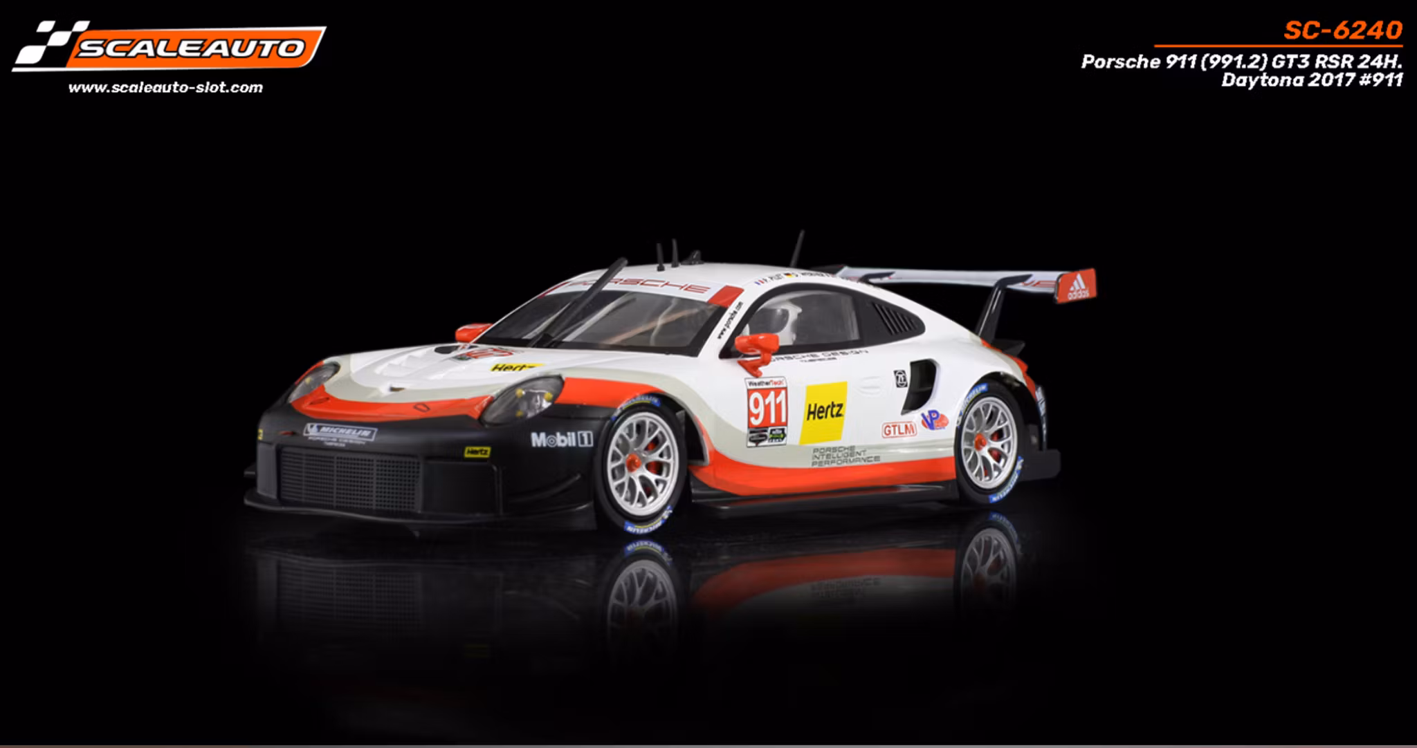 Skala 1/32 Scaleauto Analog Bil t Bilbana: Porsche 911 (991.2) GT3 RSR 24H. Daytona 2017 #911