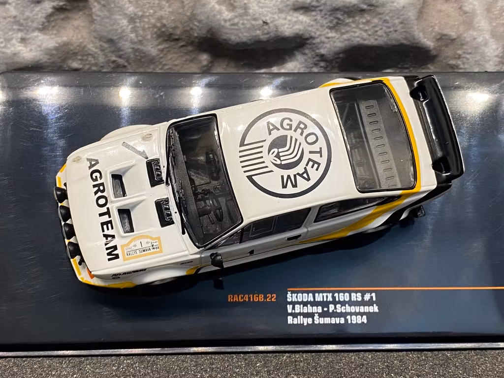 Skala 1/43 Škoda MTX 160 RS, #1 Rally Sumava, V.Blahna/P.Schovanek, 84 fr IXO Models
