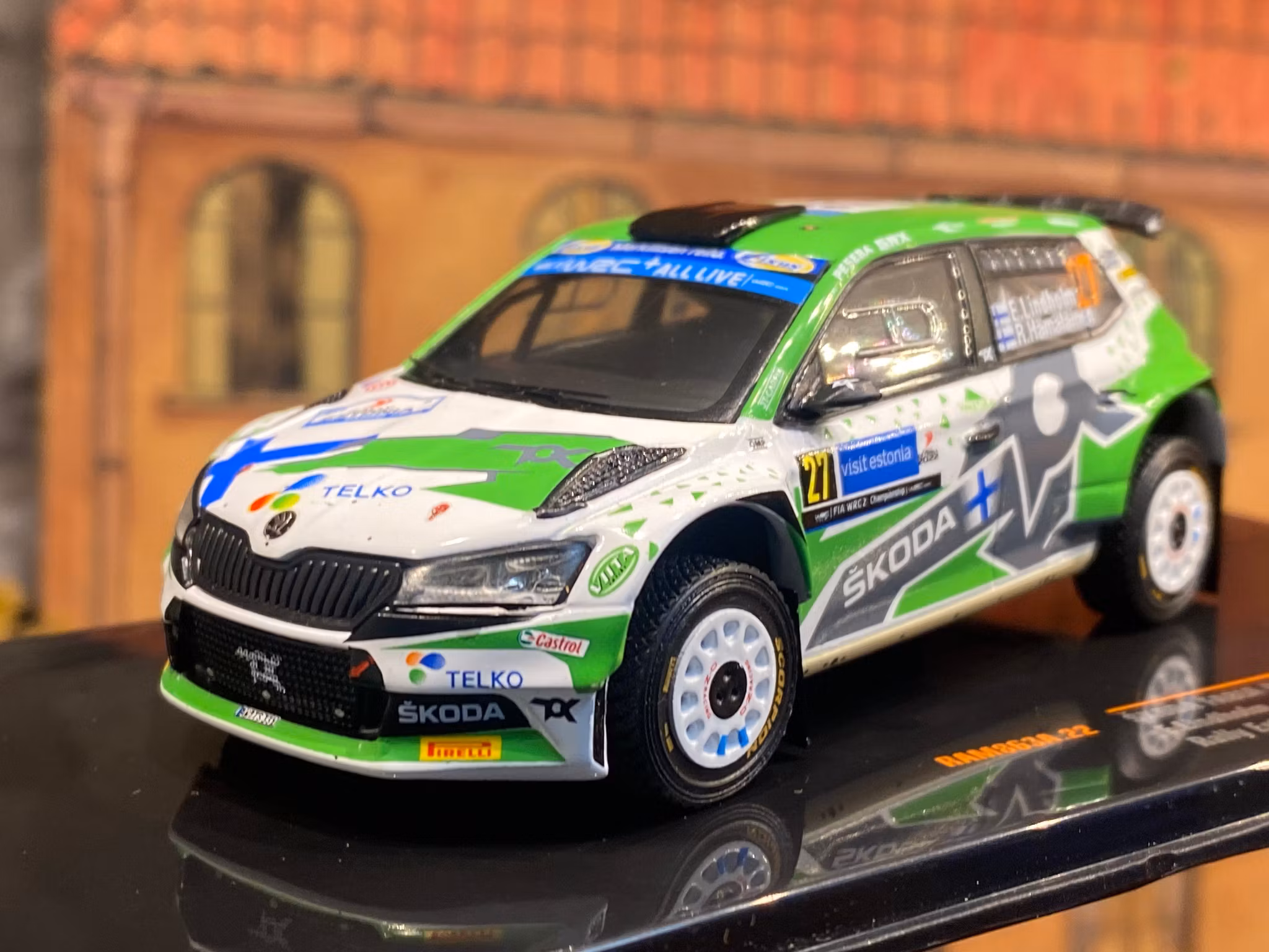 Skala 1/43 Škoda Fabia Rally2 EVO, Rally Estonia, E.Lindholm/R.Hämäläinen fr IXO Models