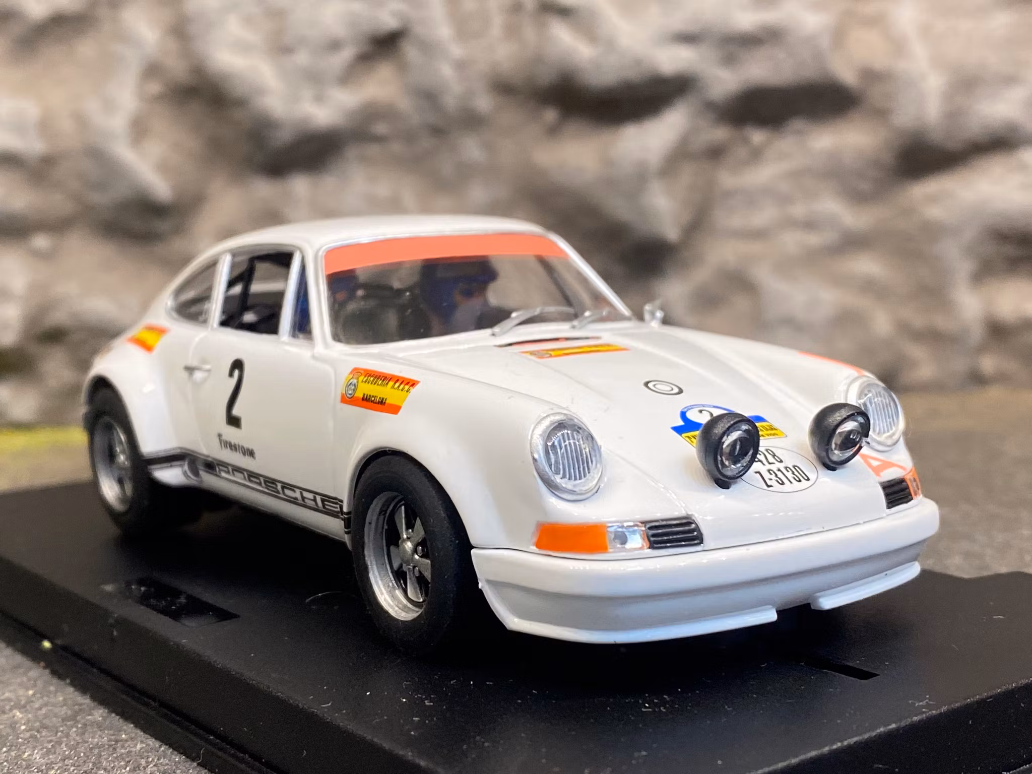 Scale 1/32 Analog FLY slotcar: Porsche 911R #2 Rally Lugo 1969, Lim Ed. 350 ex