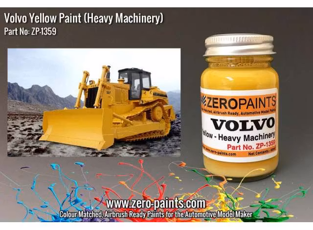 Zero Paints, akrylfärg flaska 60ml: VOLVO Gul för Tunga maskiner ZP-1359