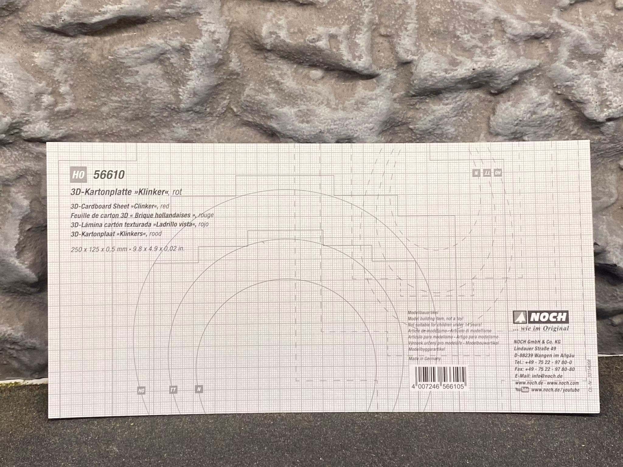 NOCH 56610 Röd klinker/Red clinker - 3D Cardboard Sheet 25x12,5 cm f H0 & TT