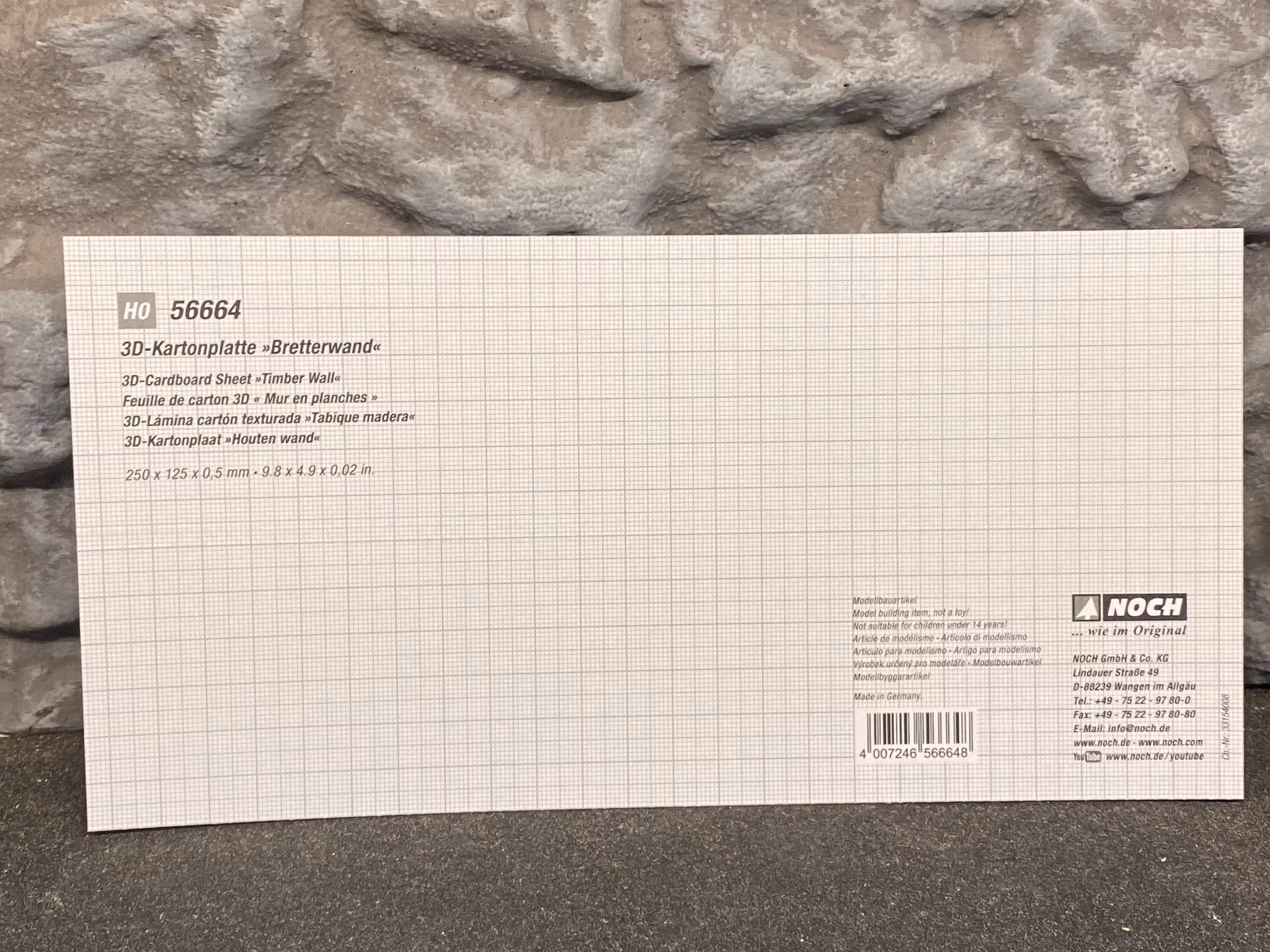 NOCH 56664 Timmervägg/Timber wall - 3D Cardboard Sheet 25x12,5 cm f H0 & TT