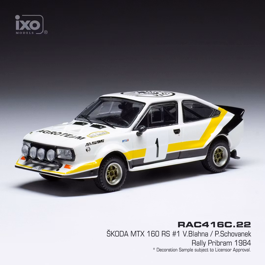 Skala 1/43 Škoda MTX 160 RS, #1 Rally Sumava, V.Blahna/P.Schovanek, 84 fr IXO Models