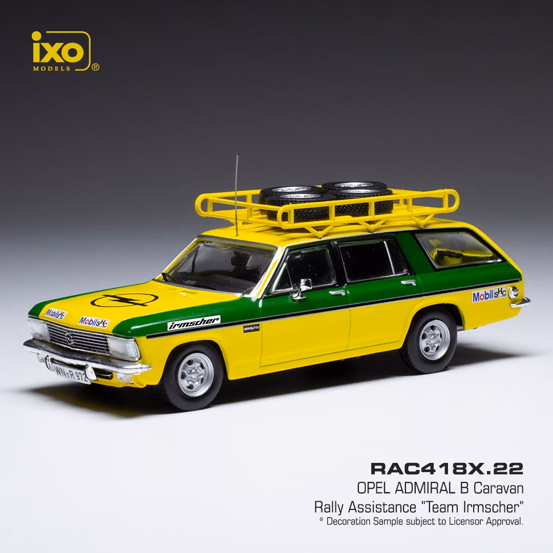 Skala 1/43 OPEL ADMIRAL B Caravan Rally Assistance "Team Irmscher" fr IXO Models