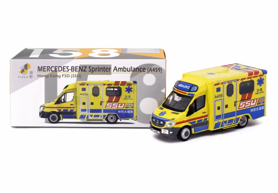 Skala 1/64 Mercedes-Benz Sprinter FL HKFSD Ambulance SSU (A459) fr Tiny Toys