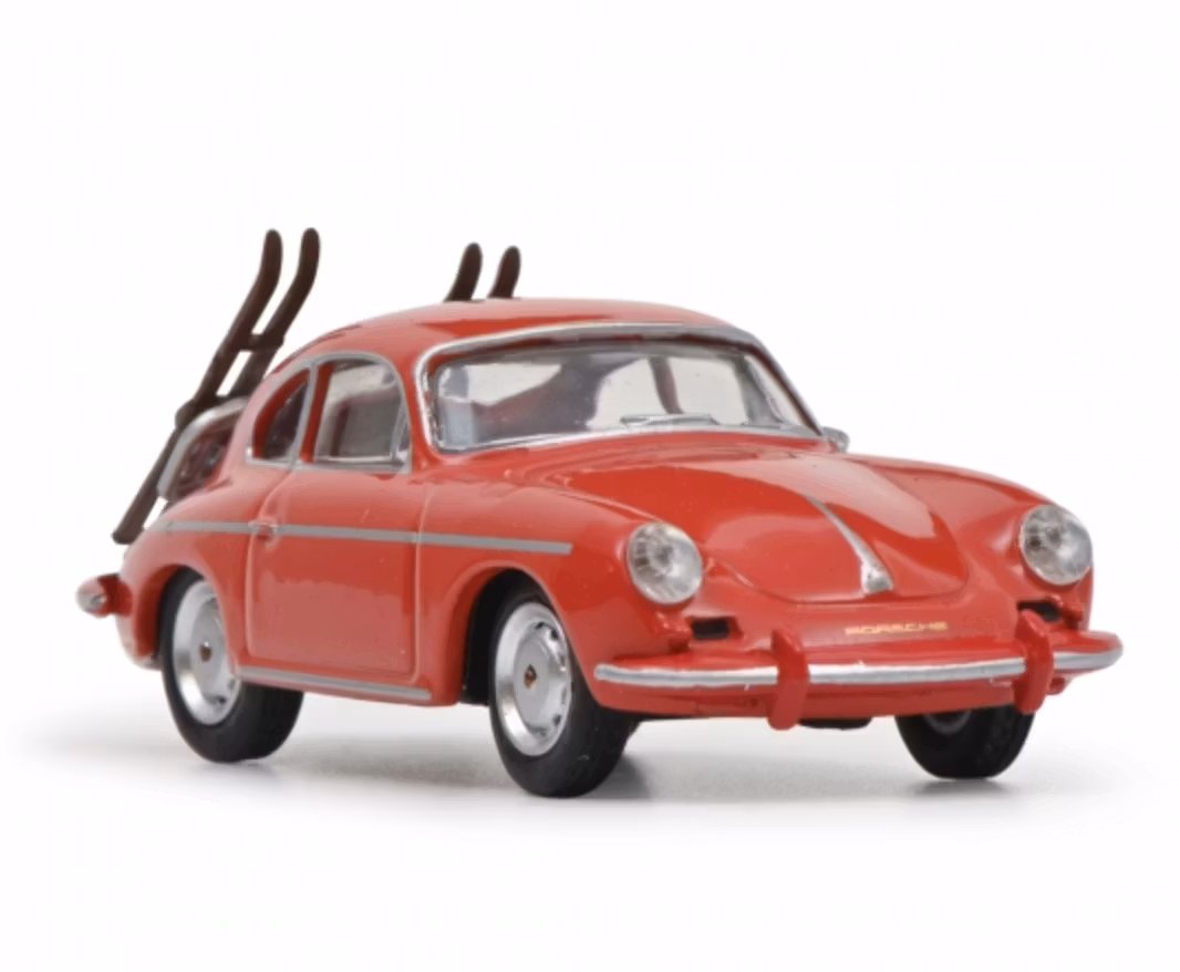 Skala 1/64 Porsche 356 Carrera 2 w ski's on the back fr Schuco