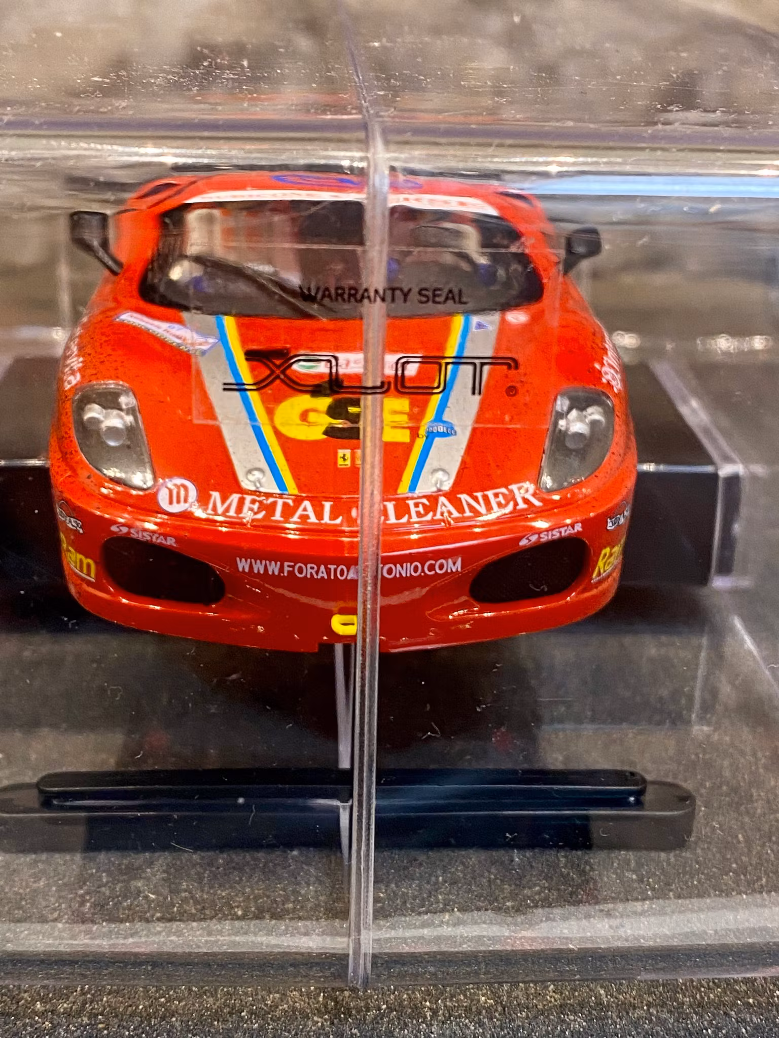 Skala 1/28 Analog Slotcar: Ferrari 430 "Rally Forato" Race, Wethered fr XLOT by NINCO
