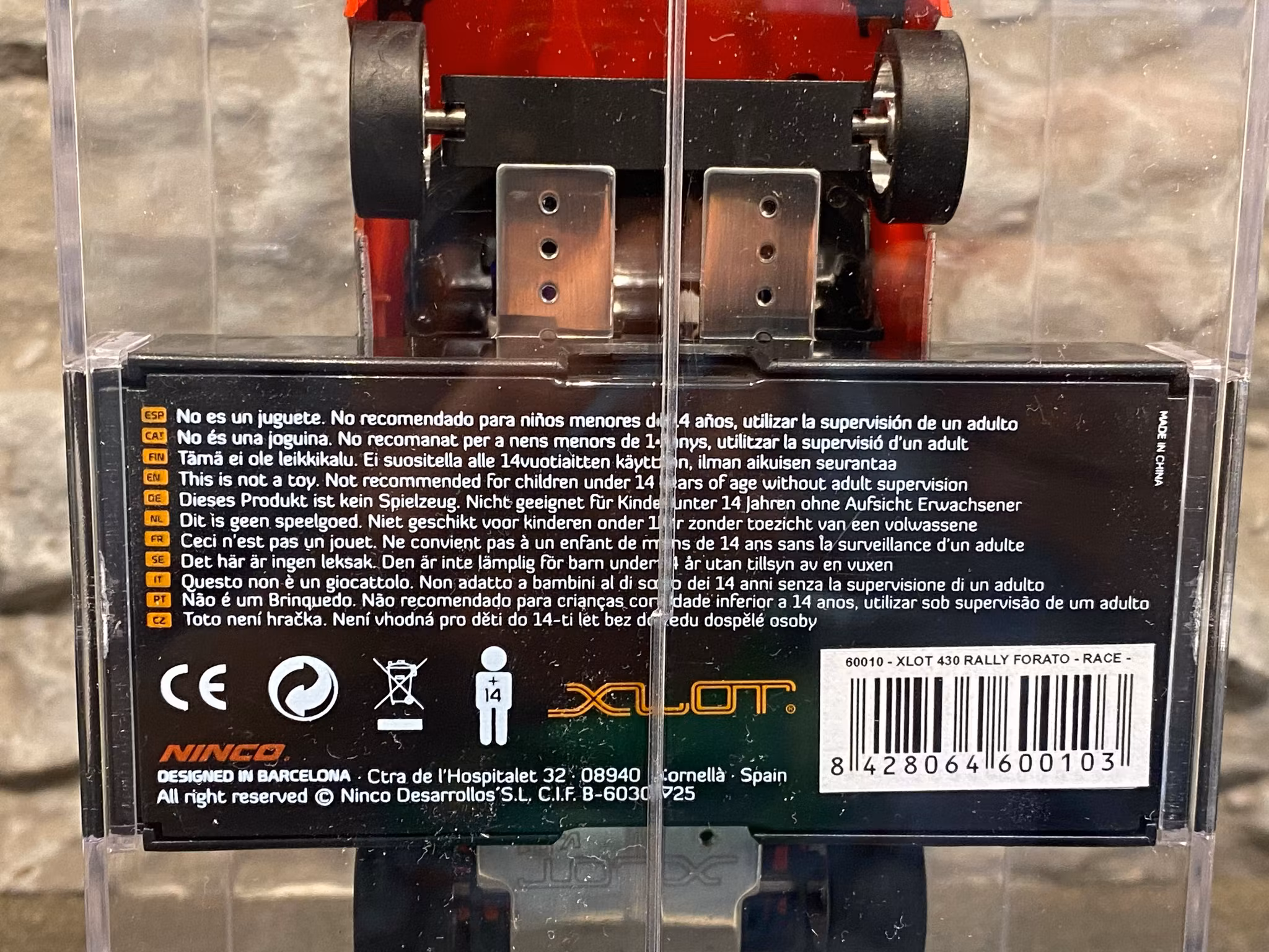 Skala 1/28 Analog Slotcar: Ferrari 430 "Rally Forato" Race, Wethered fr XLOT by NINCO