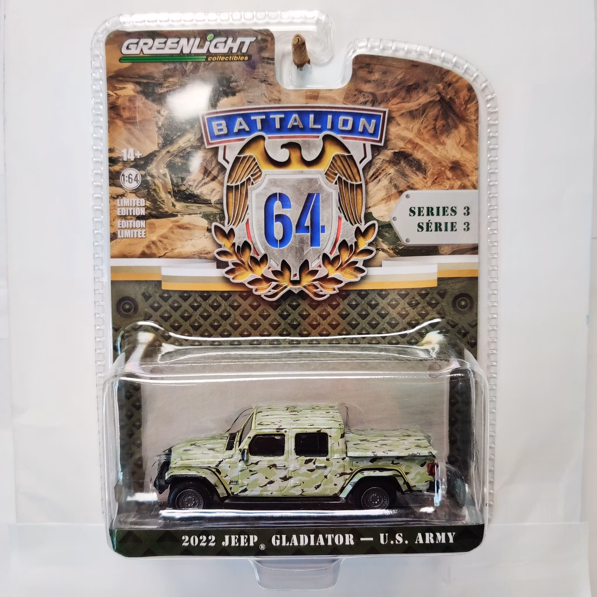 Skala 1/64 Jeep Gladiator U.S. Army "Battalion 64" ser.3 från Greenlight