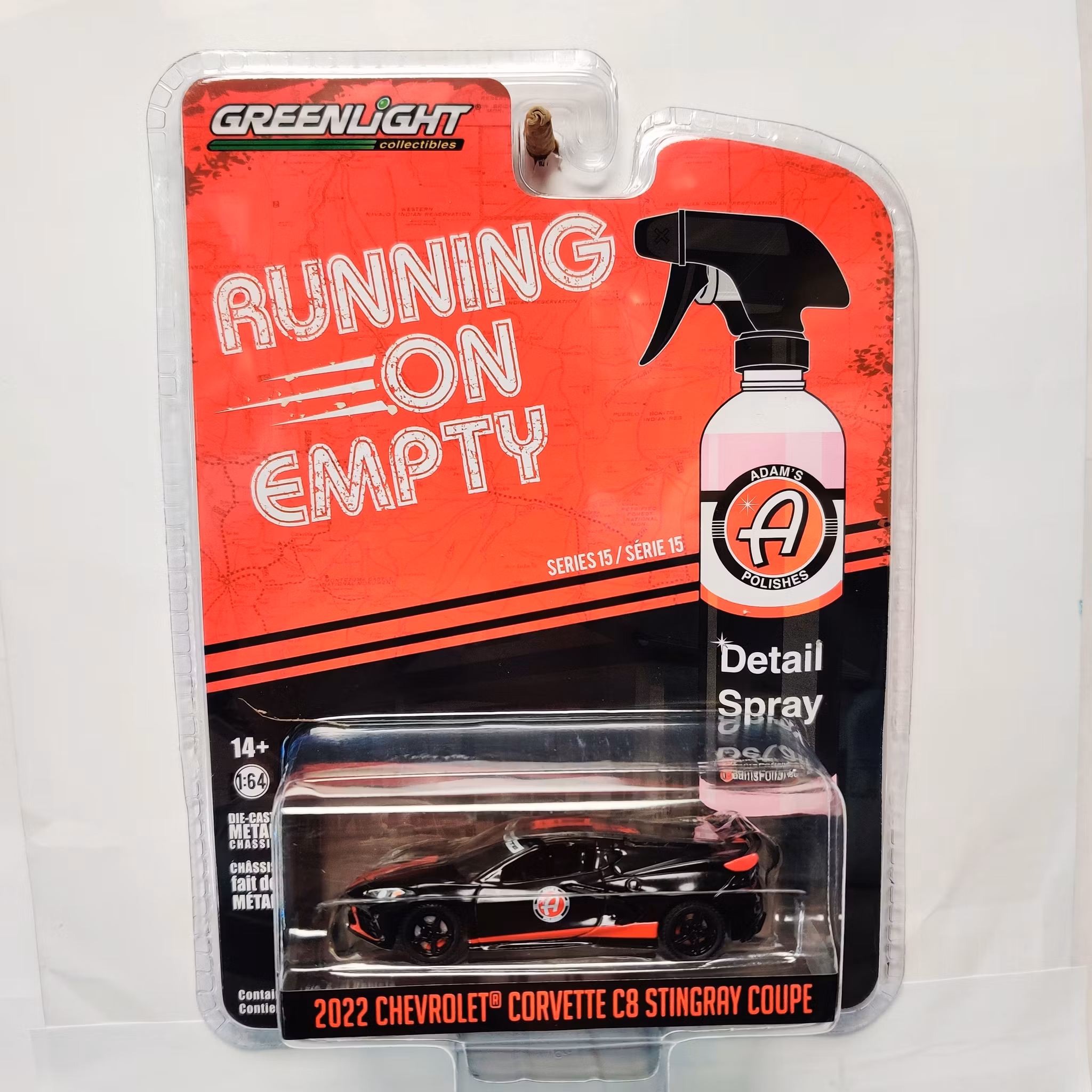 Skala 1/64 Chevrolet Corvette C8 Stingray Coupe 22' ADAM'S "Running on Empty" fr Greenlight