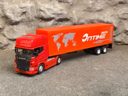 Skala 1/64 - Scania V8 R730 w trailer "Ontime Logistics", red fr Welly