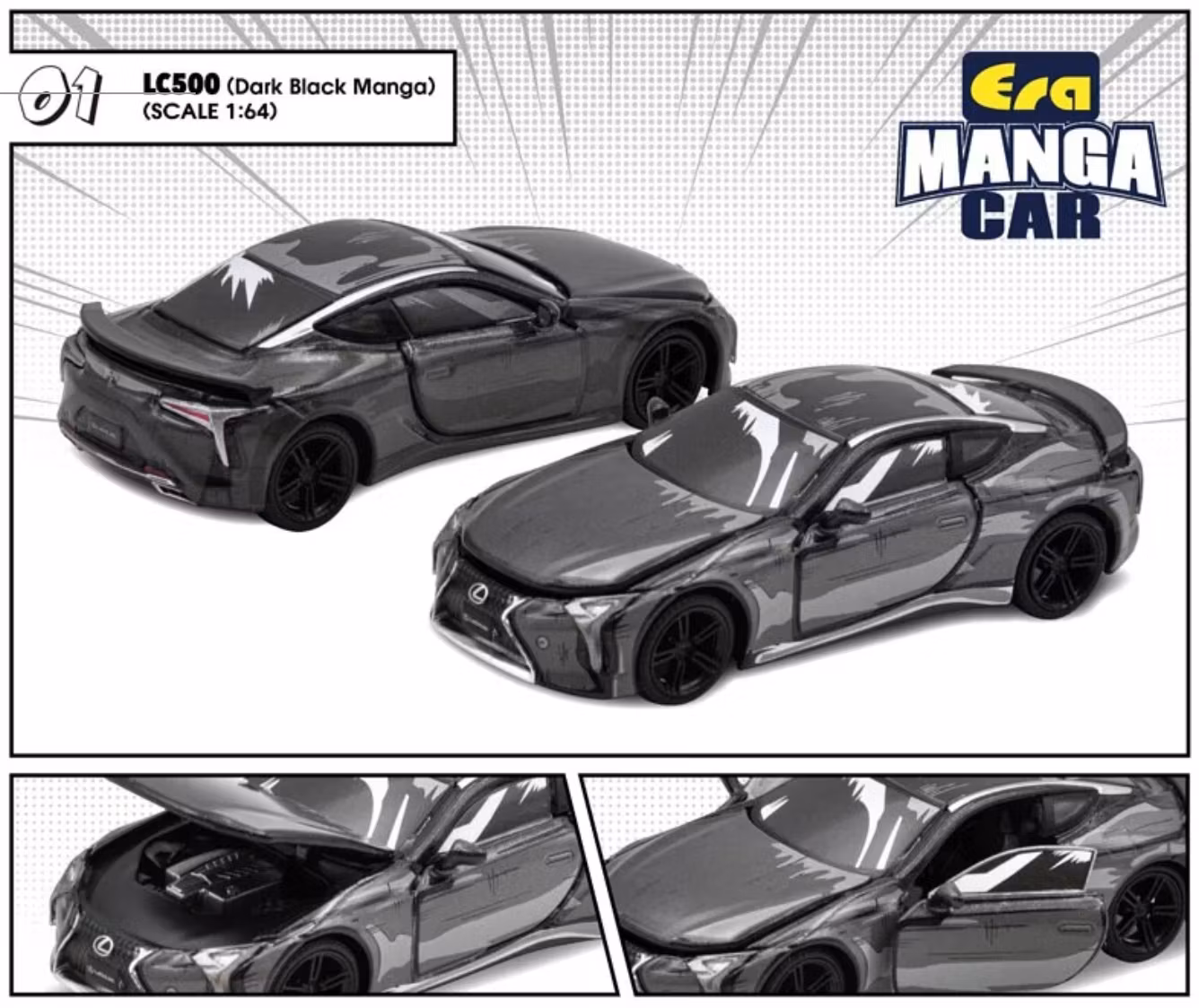 Skala 1/64 Lexus LC500 (Dark Black Manga) 01 fr ERA CAR