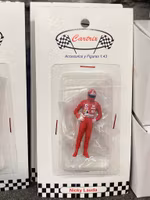 Skala 1/43, 0-scale figure, Nicky Lauda in red overalls w more advertises fr Cartrix