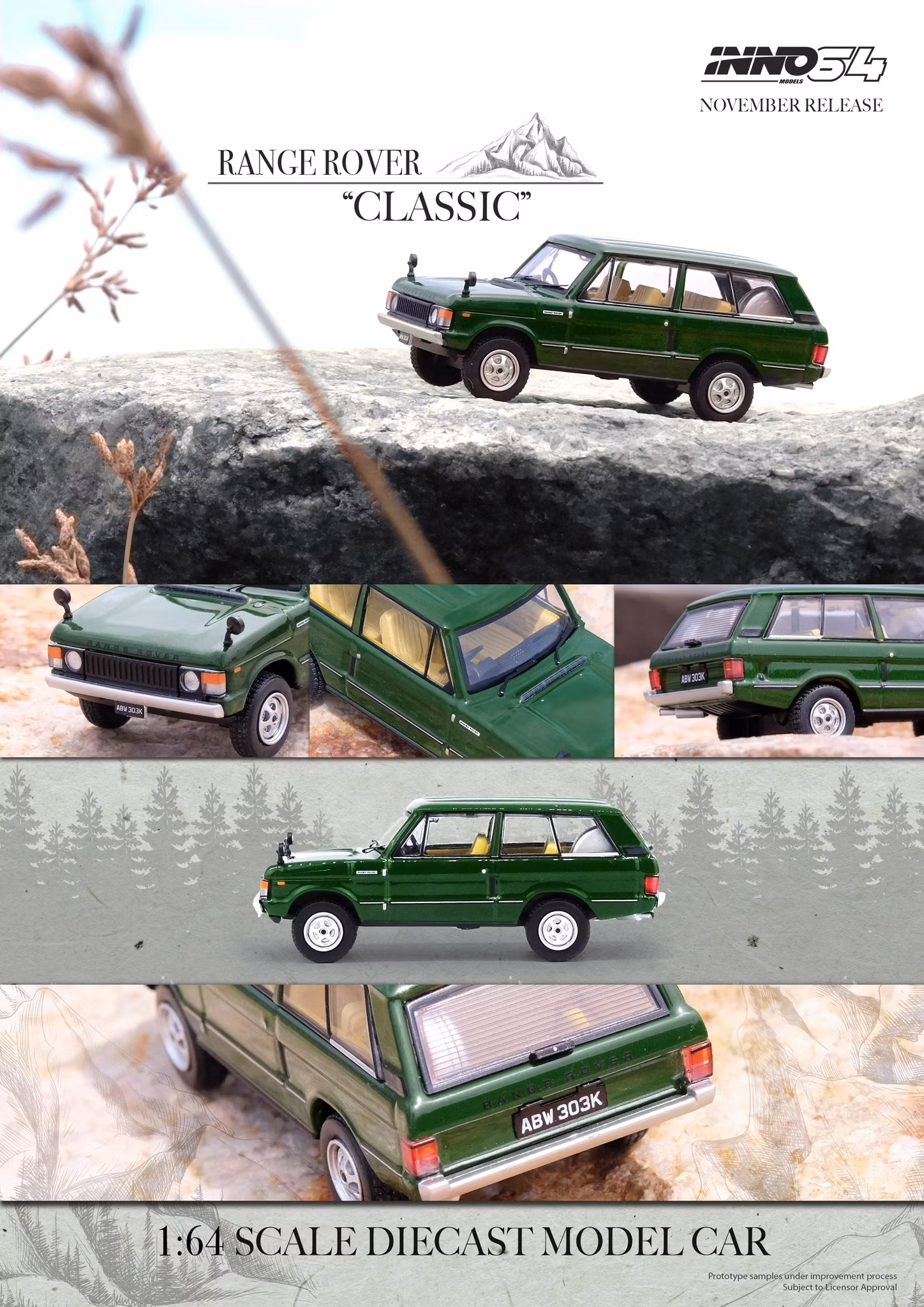 Skala 1/64 1992 Range Rover Classic, Lincoln Green fr Inno64