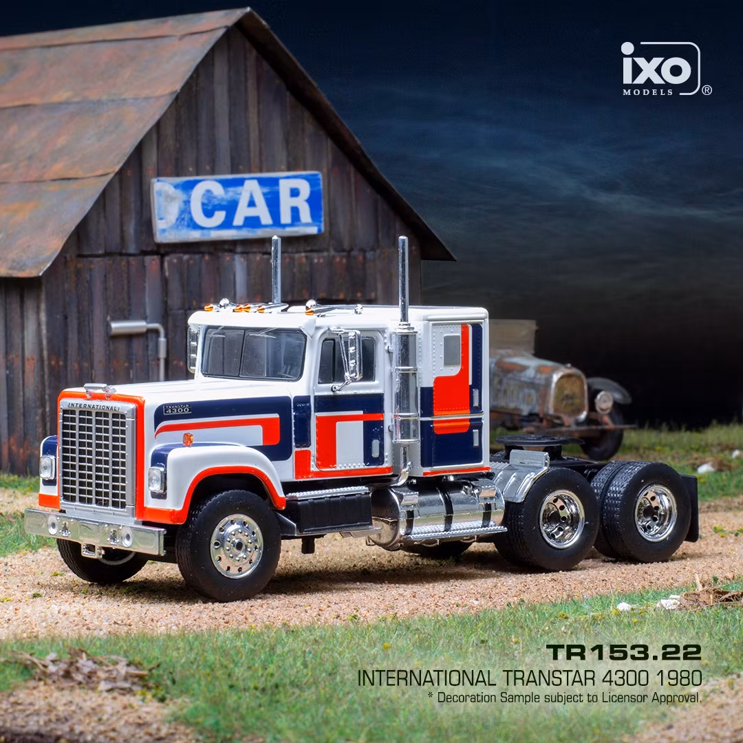 Skala 1/43 NYHET! International Transtar 4300, white w decor, fr IXO Models