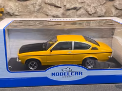 Skala 1/18 Opel Kadett C Coupe, orange w blk hood 1975 fr MCG/Model Car Group