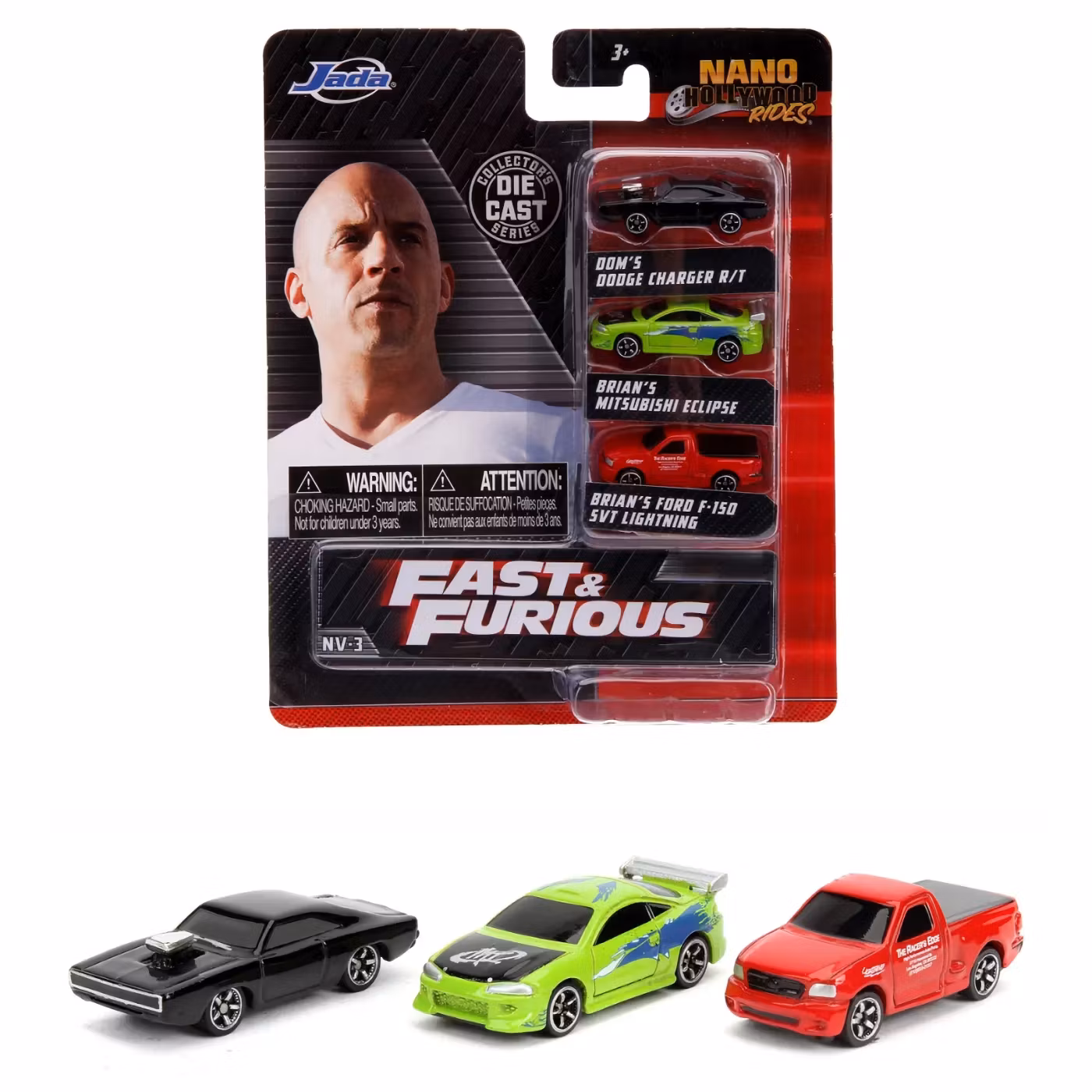 Skala 1/120 Nano Hollywood Rides, Fast & Furious, NV-1 Three cars fr Jada