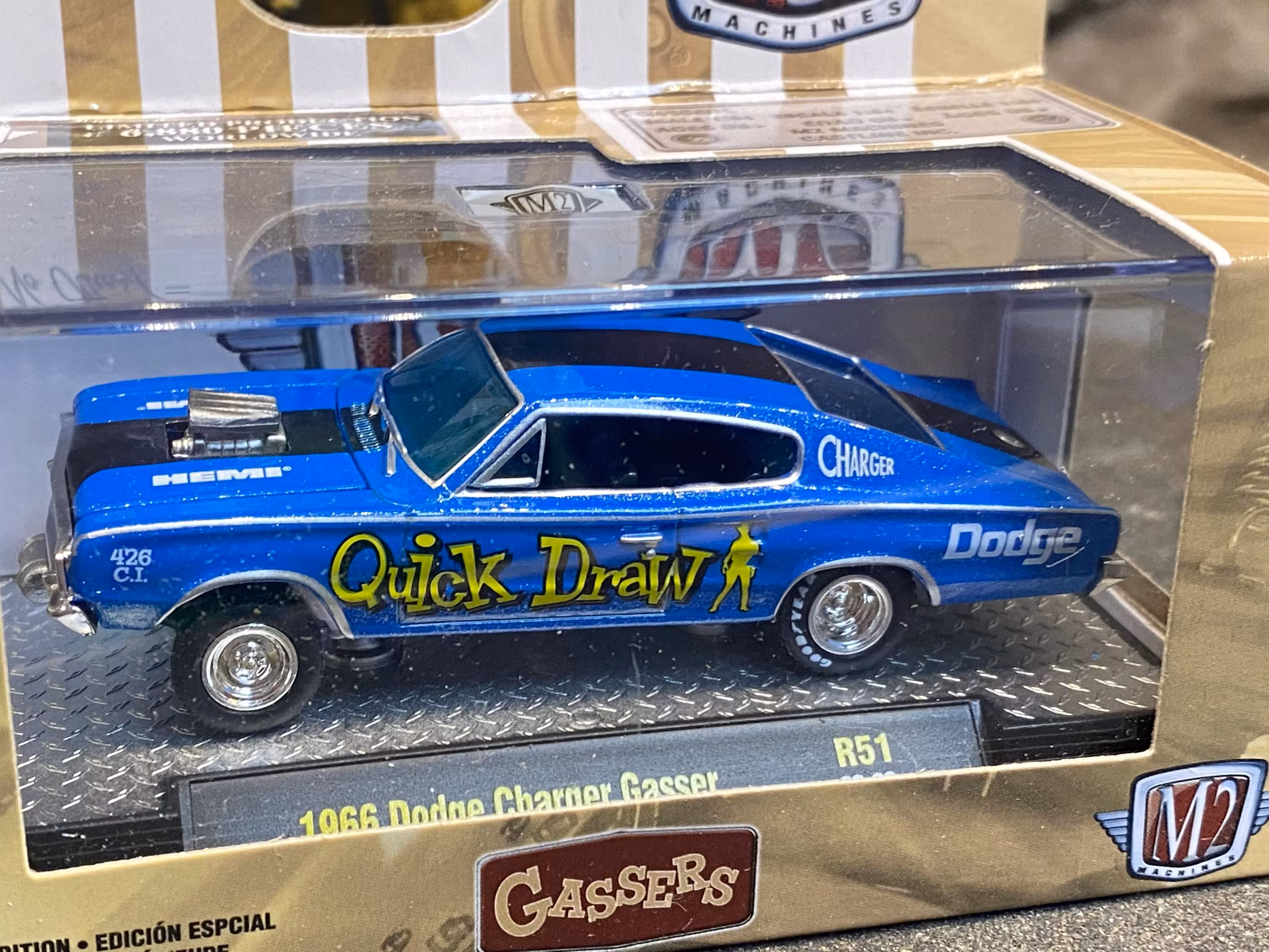 Skala 1/64 Dodge Charger Gasser 1966' Blue fr M2 Machines
