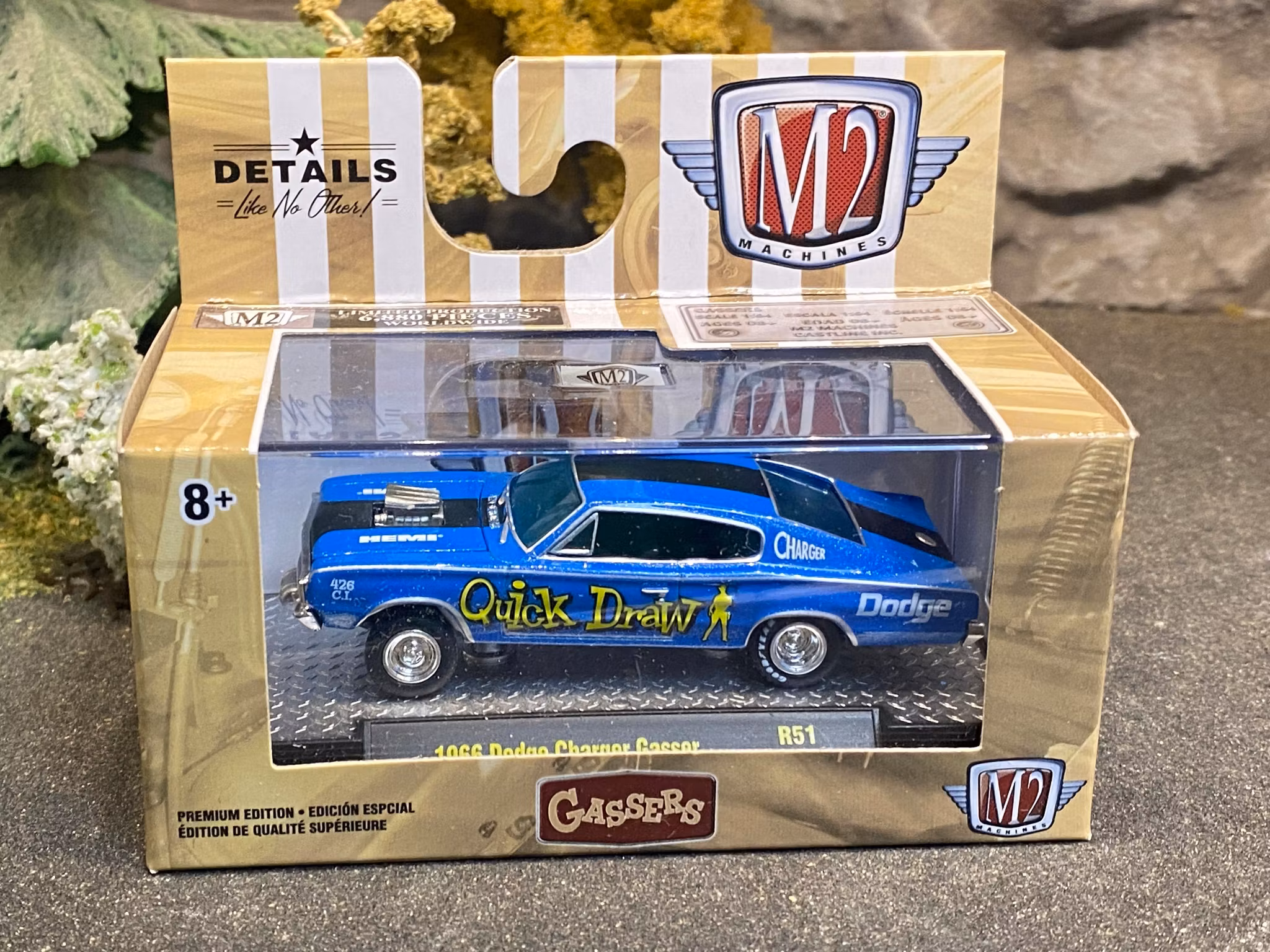 Skala 1/64 Dodge Charger Gasser 1966' Blue fr M2 Machines