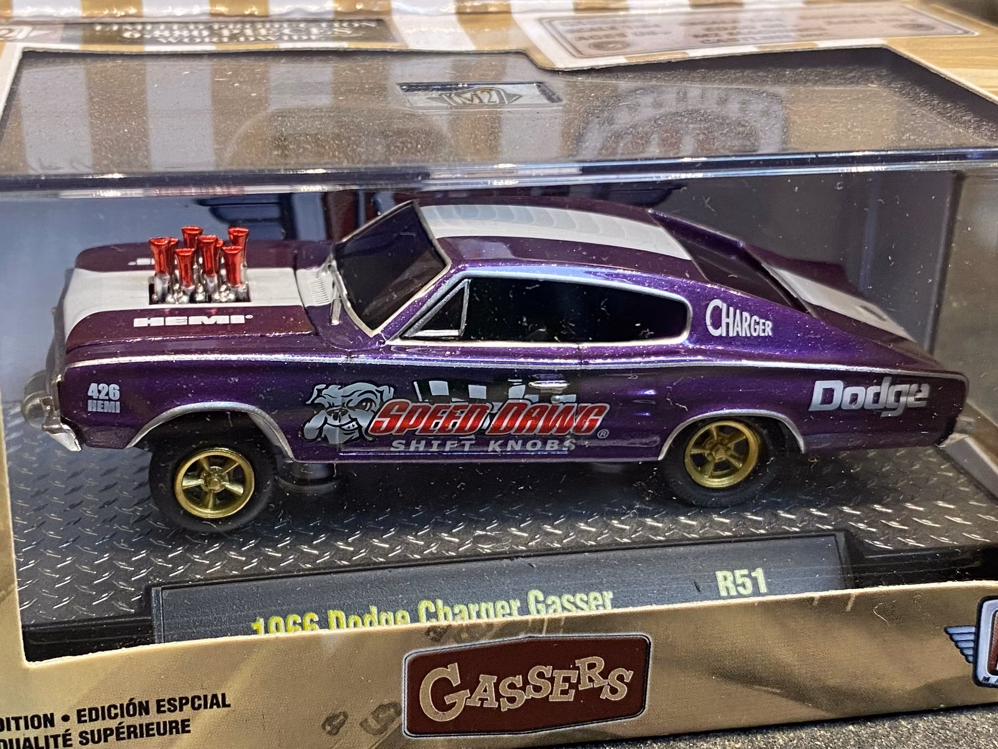 Skala 1/64 Dodge Charger Gasser 1966' Purple fr M2 Machines