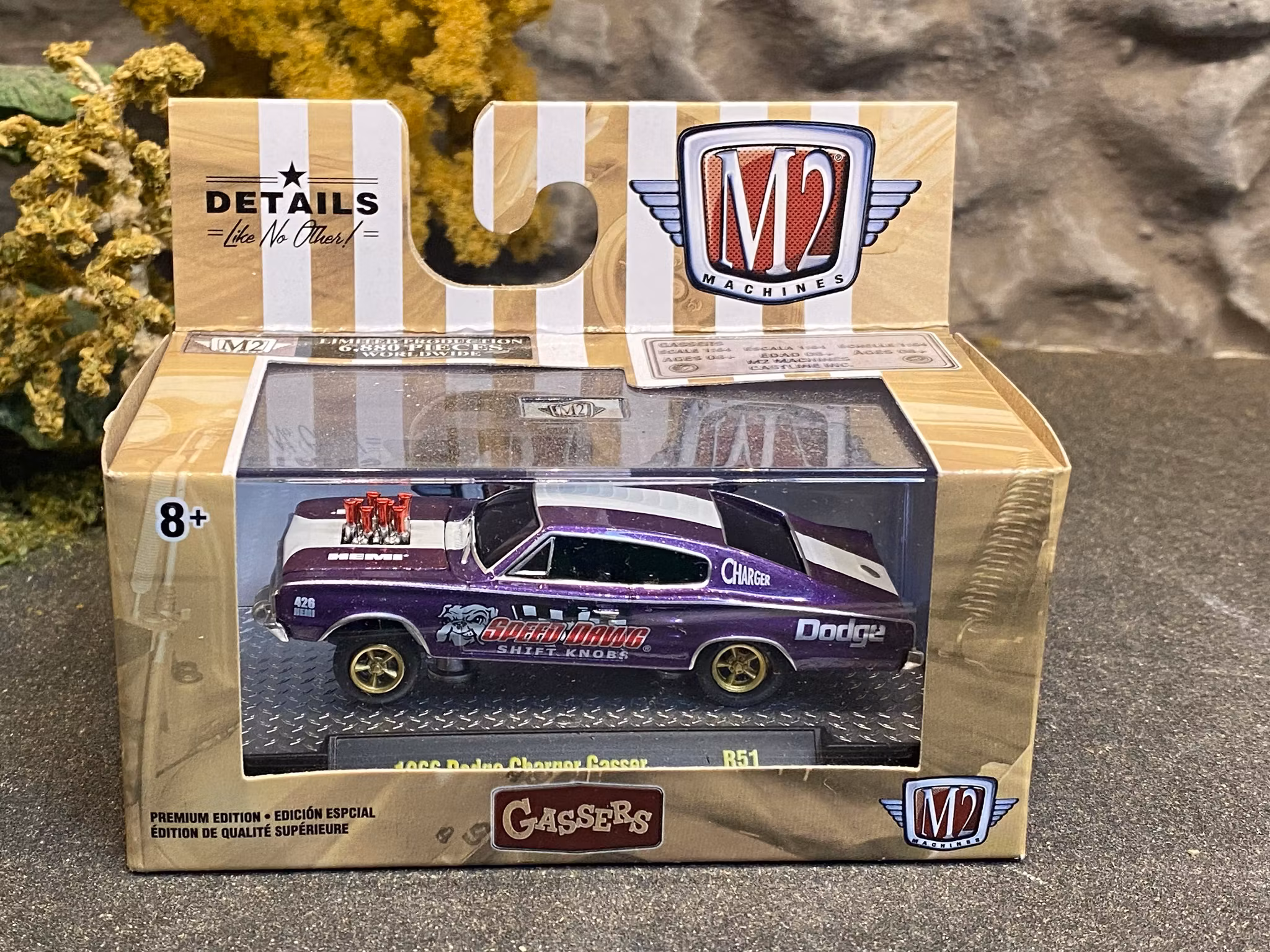 Skala 1/64 Dodge Charger Gasser 1966' Purple fr M2 Machines