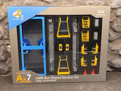 Skala 1/64 & 1/76: CMB Bus Depot Service Set - Diorama Blue/Yellow fr Tiny Toys