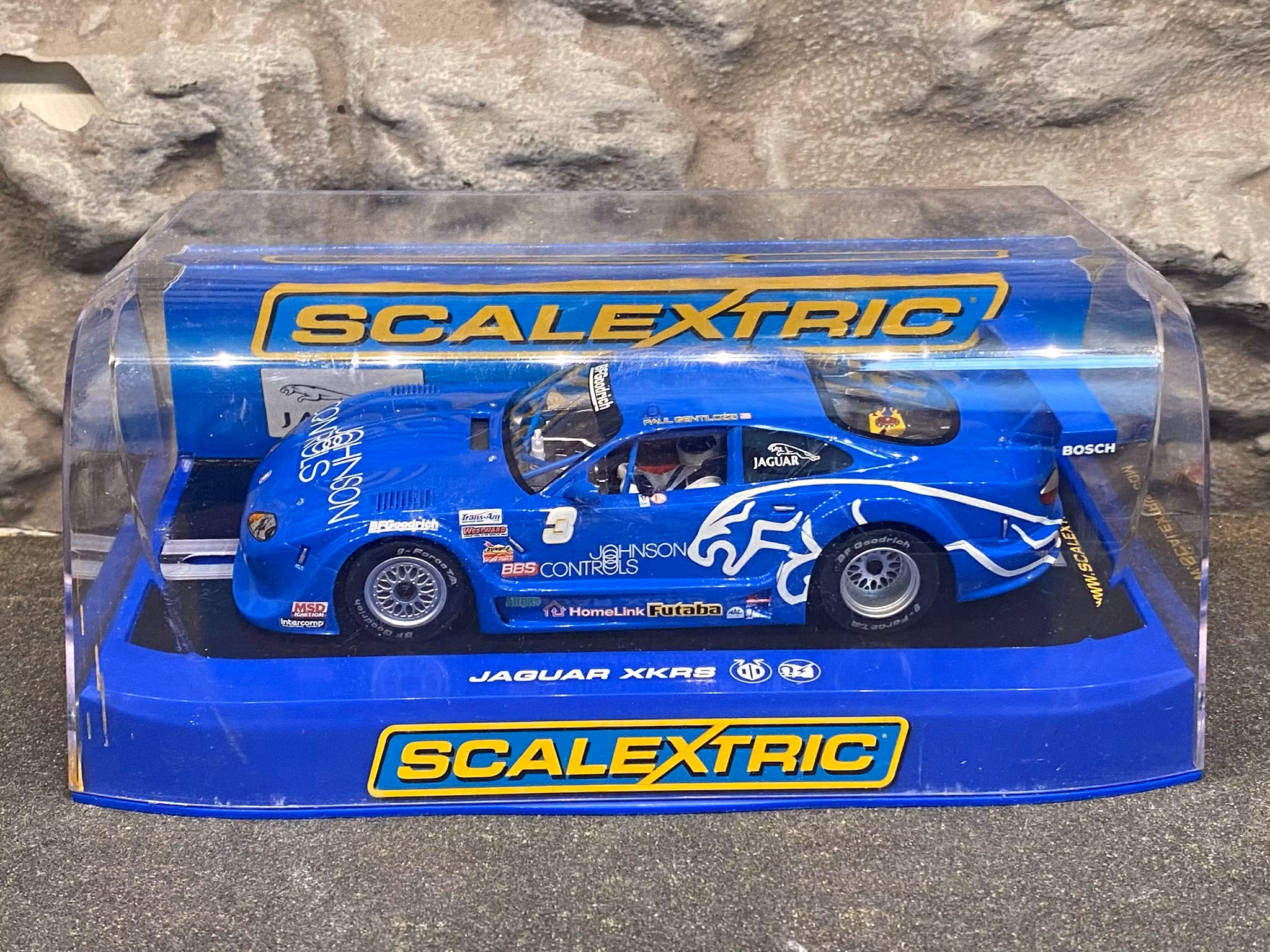 Scale 1/32 Analogue Slotcar - Jaguar XKRS, "Rocket Motorsports" blue fr Scalextric