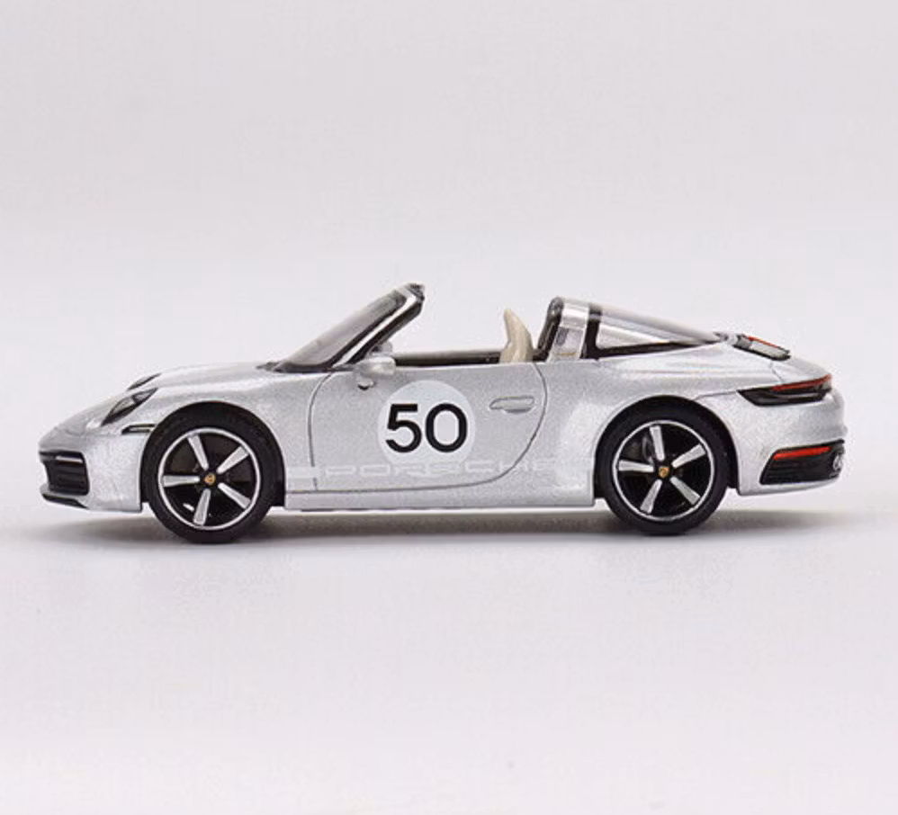 Skala 1/64 Porsche 911 Targe 4S Heritage Design Edition GT Silver Metallic fr MINI GT
