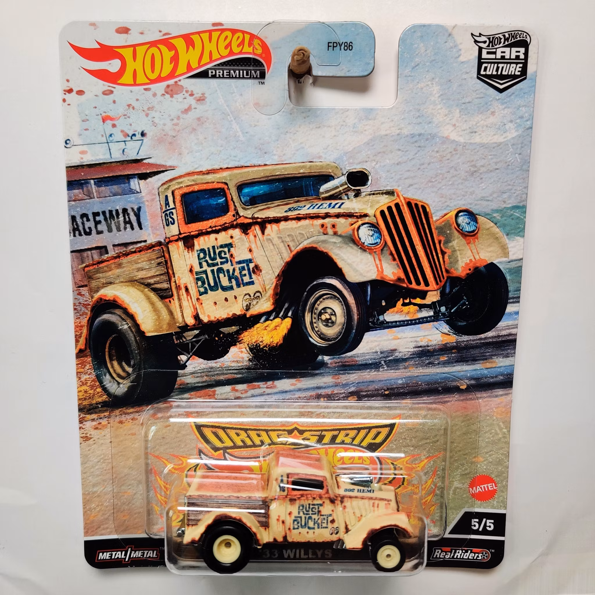 Skala 1/64 Hot Wheels Premium, Dragstrip, Willys 33' "Rust Bucket"
