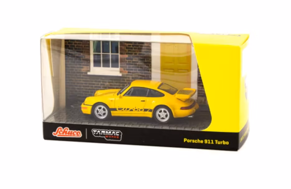 Skala 1/64 Porsche 911 Turbo, yellow - COLLAB64 Tarmac/Schuco