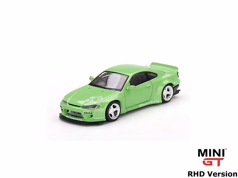 Skala 1/64 Nissan Silvia (S15) Rocket Bunny, Green fr MINI GT
