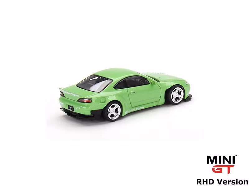 Skala 1/64 Nissan Silvia (S15) Rocket Bunny, Green fr MINI GT